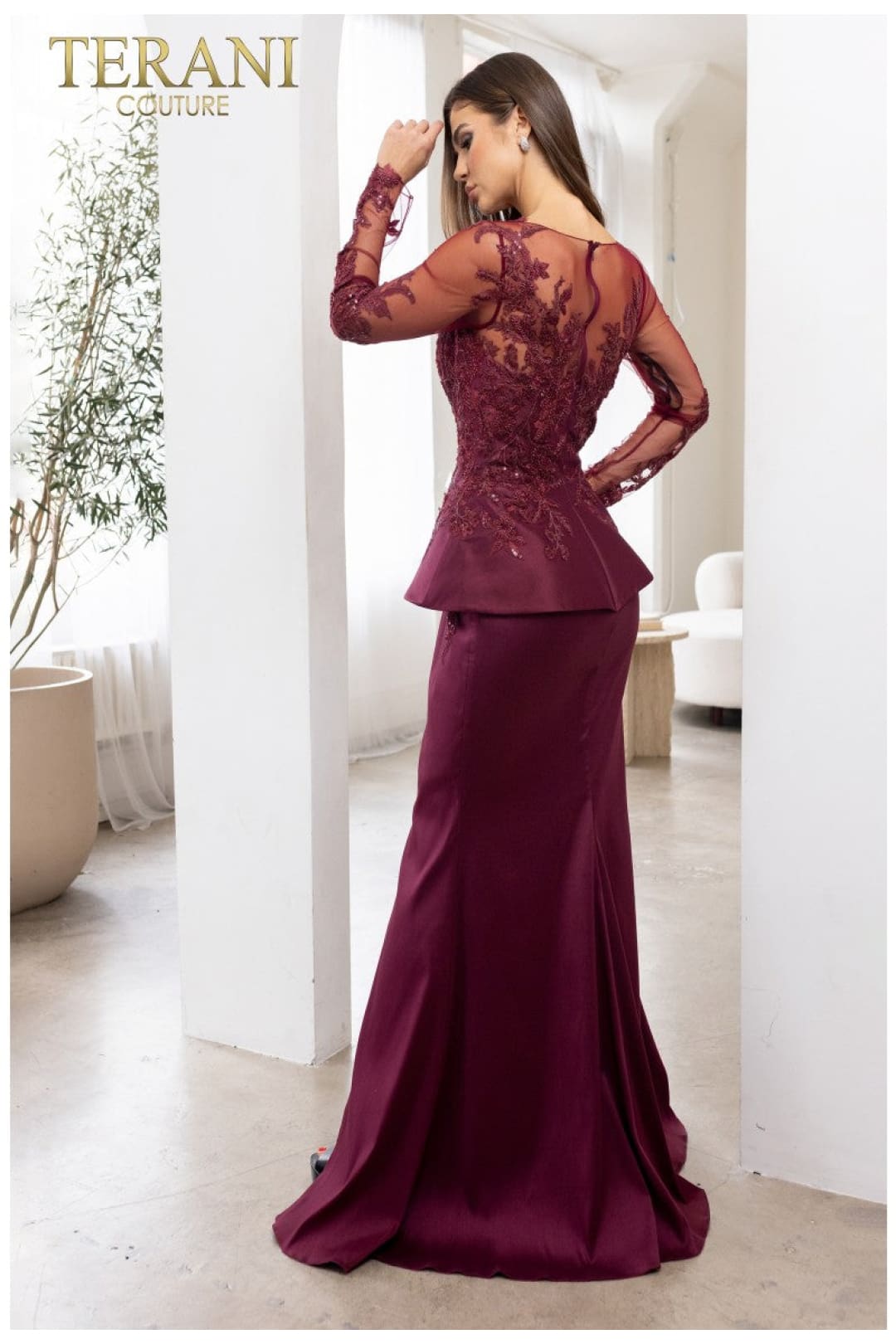 Terani Couture 231M0482 Long-Sleeve Mother of the Bride Dress