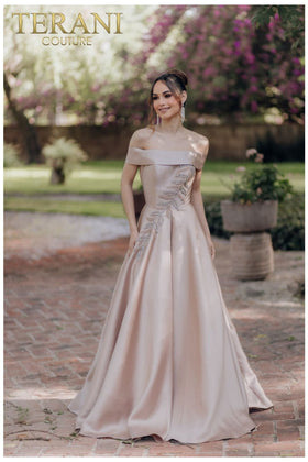 Terani Couture 232M1512 Red Carpet BallDress Pleated Long Evening Premium Dress