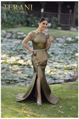 Terani Couture 232M1555 Prom Evening Peplum Mermaid Long Formal Premium Dress