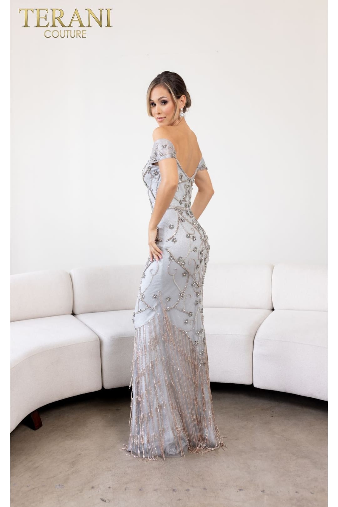 Terani Couture 241GL2642-Fitted elegant long evening dress.