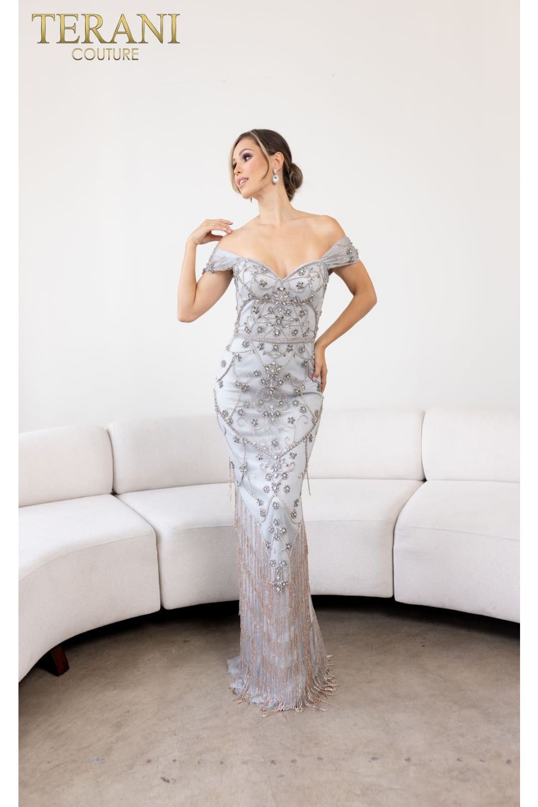 Terani Couture 241GL2642-Fitted elegant long evening dress.