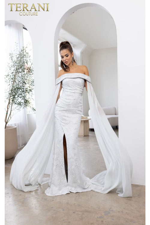 Terani Couture 241M2721 Cape Detail Mother of the Bride Gown-Dramatic Flair