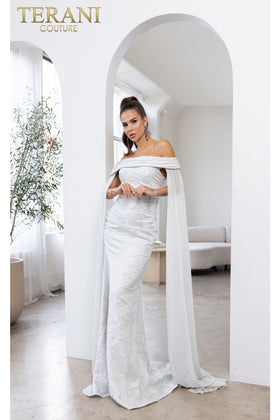 Terani Couture 241M2721 Mother of the Bride Wedding Cape Evening Premium Dress