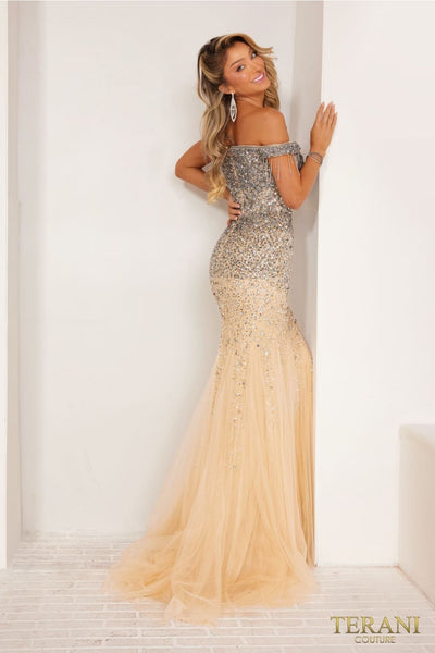 Terani Couture 241P2095-Sleek bodycon long prom dress.