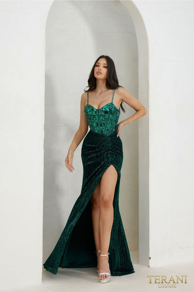 Terani Couture 241P2119 Elegant Long Sequin Prom Dress