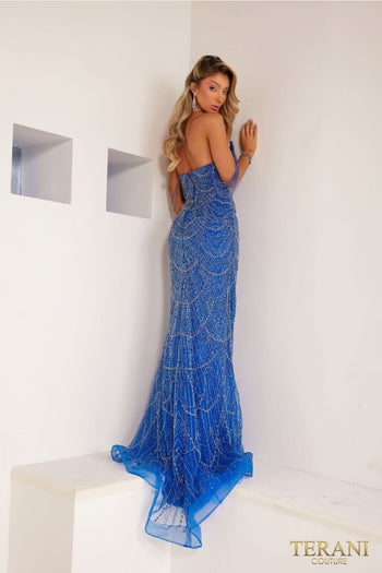Terani Couture 241P2151-Sleek bodycon long prom gown.