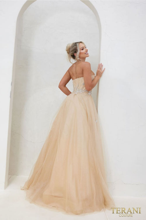 Terani Couture 241P2216-Glittering ballgown-style prom dress.