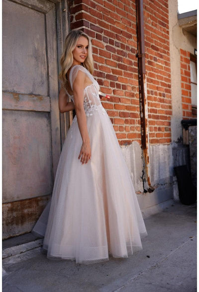 Terani Couture 2215P0001 Cap Sleeve Long Prom Dress