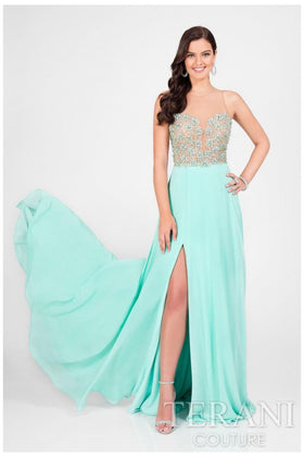 Terani Couture 1712P2512 Formal Prom Sweetheart Long Mint Evening Premium Dress