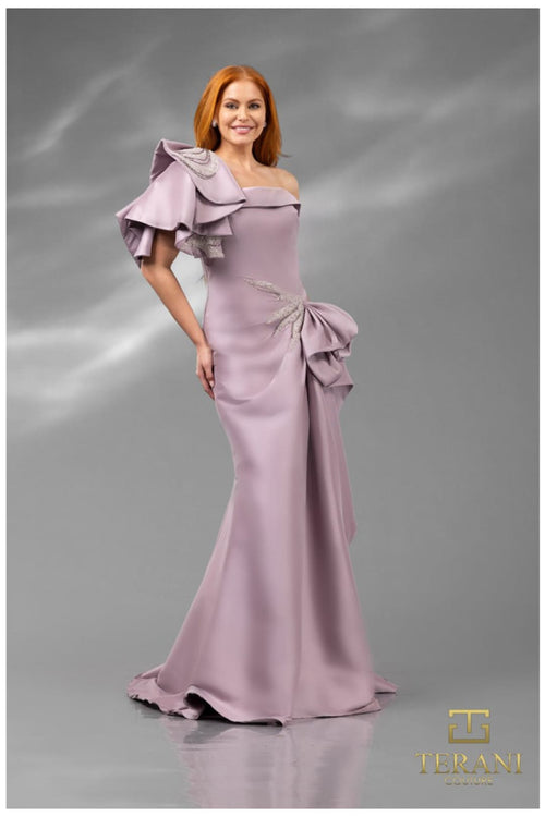 Terani Couture Fitted Evening Gown 242e3117 Long & Formal Style - Mauve / 2