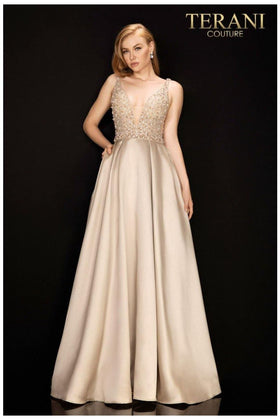 Terani Couture 2011P1094 Glamorous Prom Homecoming Illusion Long Evening Beaded Dress