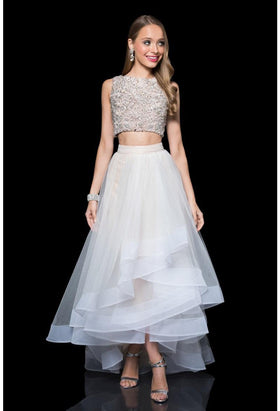 Terani Couture 1611P1364G Elegant Prom A-Line Two-Piece Sleeveless Evening Tulle Dress