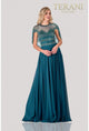 Terani Couture 2111M5295 Beaded Full Length Dress for Special Occasions - Dark Teal, Silver / 4