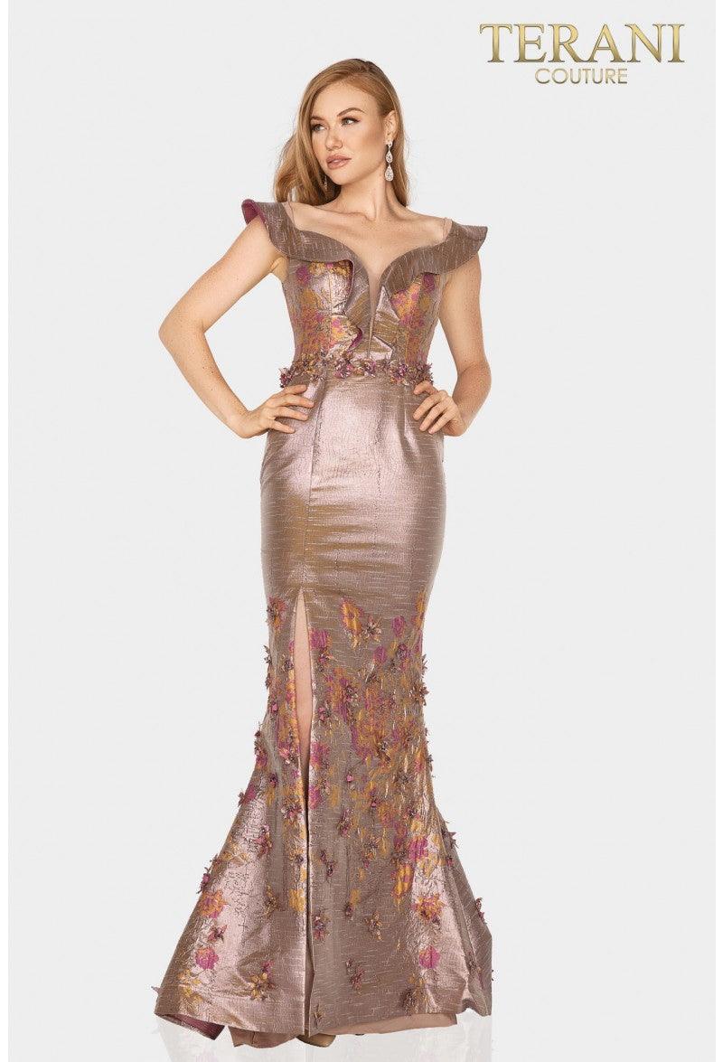 Terani Couture 2011M2129 Fitted Floor Length Formal Gown - Amber Rose / 4