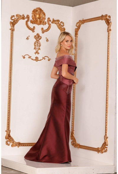Terani Couture 2011M2159 Elegant Two-Tone Mikado Off-Shoulder Mother of the Bride Dress