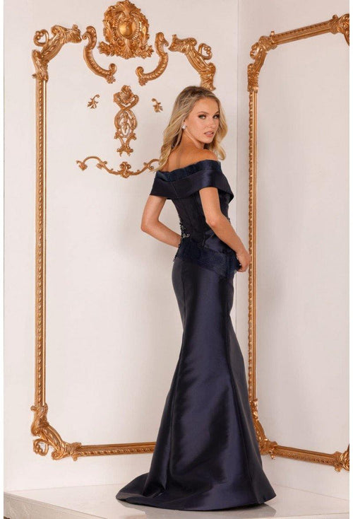 Terani Couture 2011M2159 Elegant Two-Tone Mikado Off-Shoulder Mother of the Bride Dress