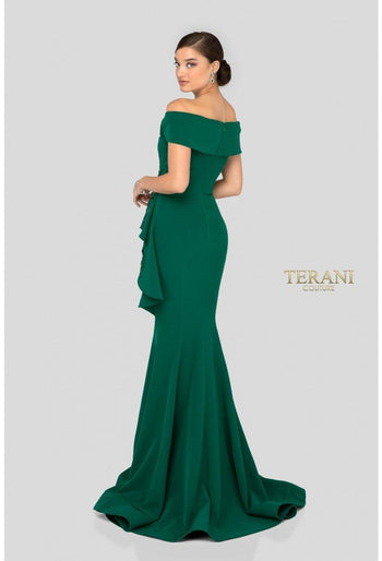 Vestido de noche largo hasta el suelo con hombros descubiertos Terani Couture 1911m9339