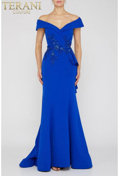 Terani Couture Long Off Shoulder Prom Dress 1911M9339 - The Dress Outlet
