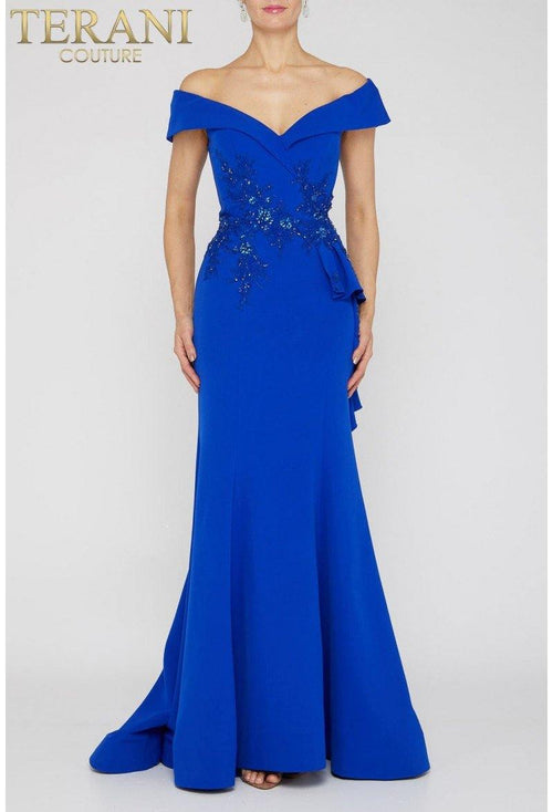 Terani Couture Long Off Shoulder Prom Dress 1911M9339 - The Dress Outlet