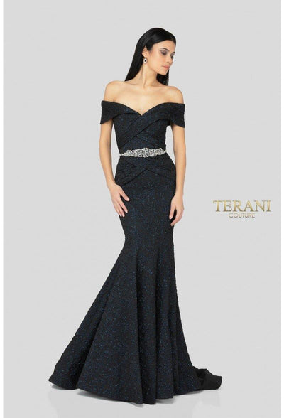 Terani Couture 1812M6657 Off-Shoulder Long Evening Dress
