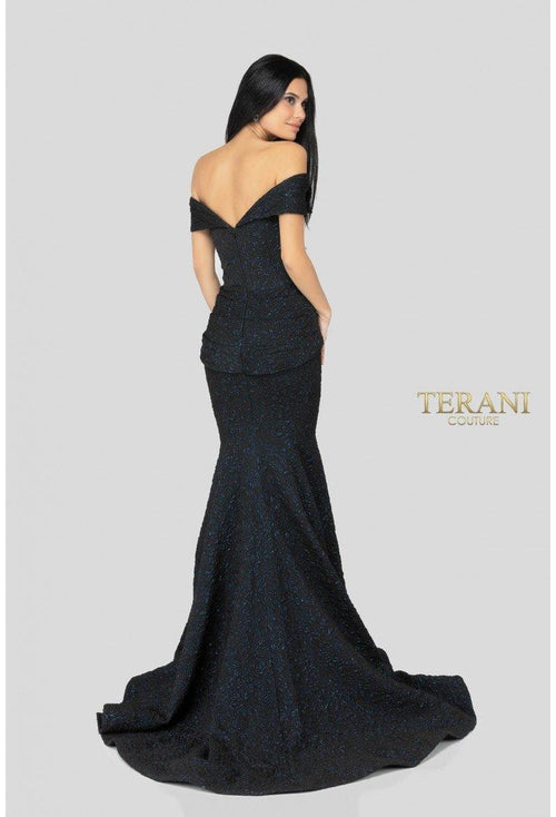 Terani Couture 1812M6657 Off-Shoulder Long Evening Dress