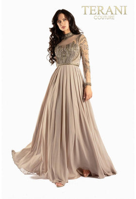 Terani Couture 2011M2126 Mother of the Bride Wedding Long Sleeve Formal Chiffon Dress