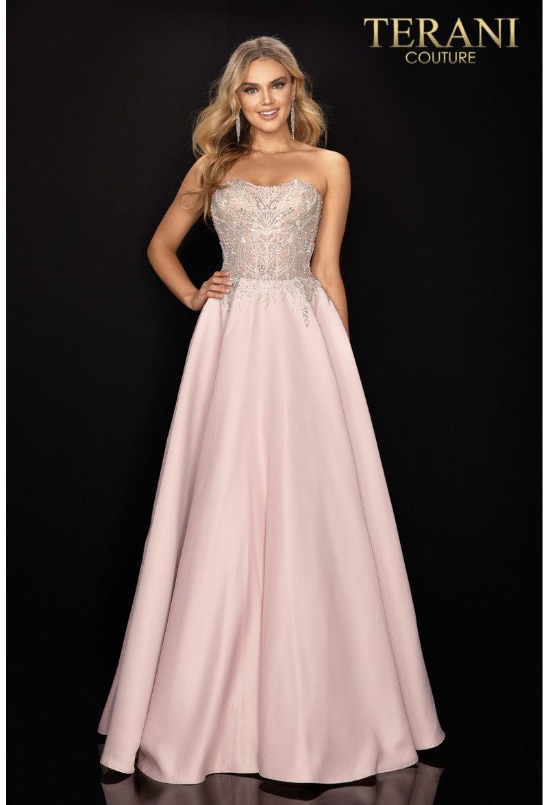 Terani Couture 2011P1197 Strapless Glam Long Prom Dress