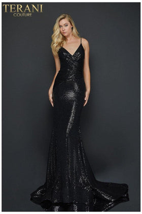 Terani Couture 2011P1032 Elegant Prom V-Neck Trumpet Long Formal Premium Dress