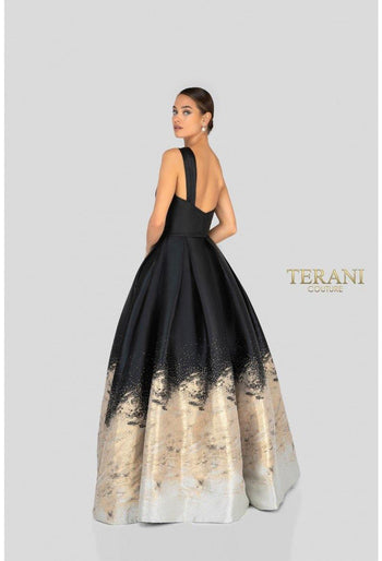 Vestido largo de fiesta con un solo hombro y escote pronunciado - Terani Couture 1912e9180