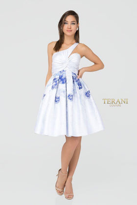Terani Couture 1911P8001 Cocktail Prom One-Shoulder A-Line Short Premium Dress