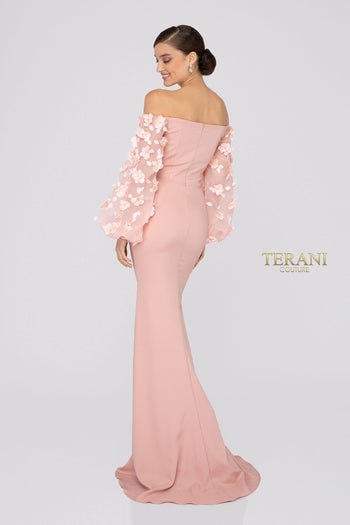 Terani Couture 1911E9128 Organza Sleeves Evening Gown