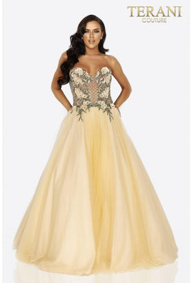 Terani Couture 2011P1149 Sophisticated Prom Strapless Corset Long Evening Tulle Dress