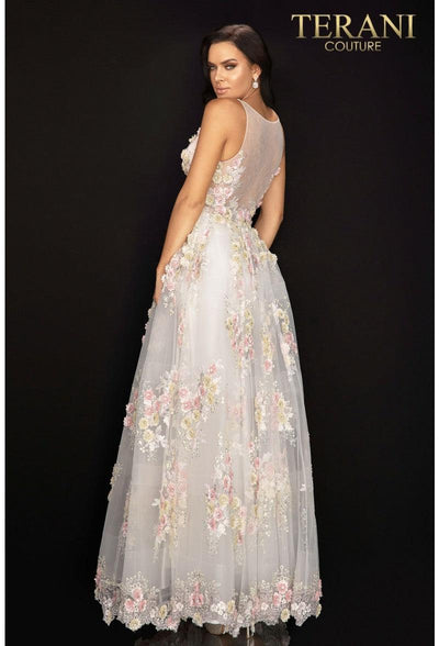 Terani Couture 2011P1171 Floral Embroidered Long Ball Gown Prom Dress