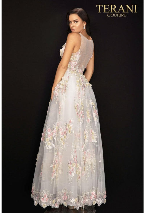 Terani Couture 2011P1171 Floral Embroidered Long Ball Gown Prom Dress
