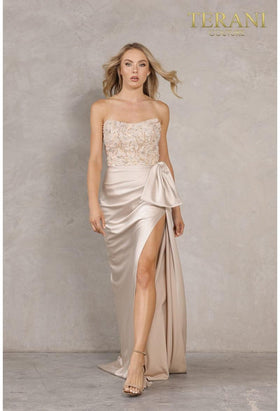Terani Couture 2111P4063 Elegant Glamorous Prom Strapless Evening Premium Dress