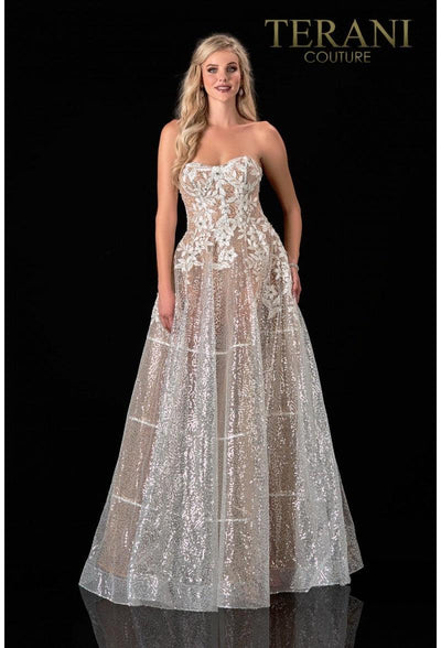 Terani Couture 2111P4105 Strapless Long Prom Gown with Sweetheart Neckline