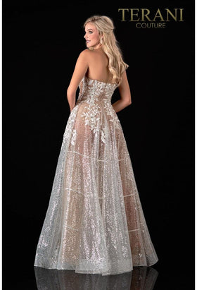 Terani Couture 2111P4105 Prom Strapless Embroidered Long Evening Premium Dress
