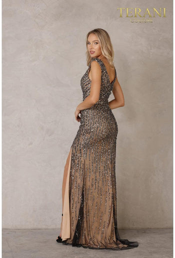 Terani Couture 2211P0043 Sleeveless V-Neck Long Prom Gown