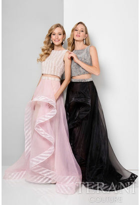 Terani Couture 1711P2697 Glamorous Prom Bateau Two-Piece Ruffled Evening Organza Dress