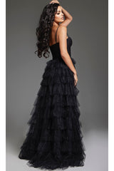 Tiered Ruffle Black Prom Ball Gown: Jovani 38278 - Prom