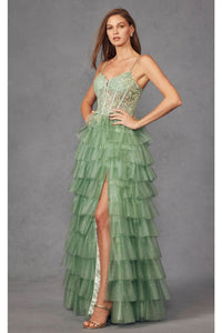 Tiered Ruffle Prom Gown by Juliet JT2458A - Dress