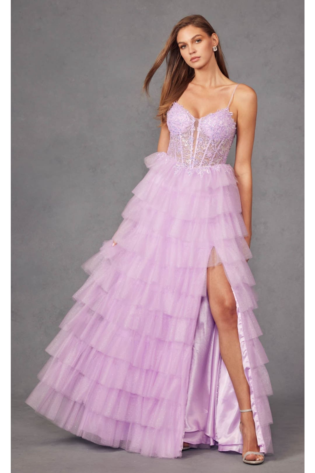 Tiered Ruffle Prom Gown by Juliet JT2458A - Dress