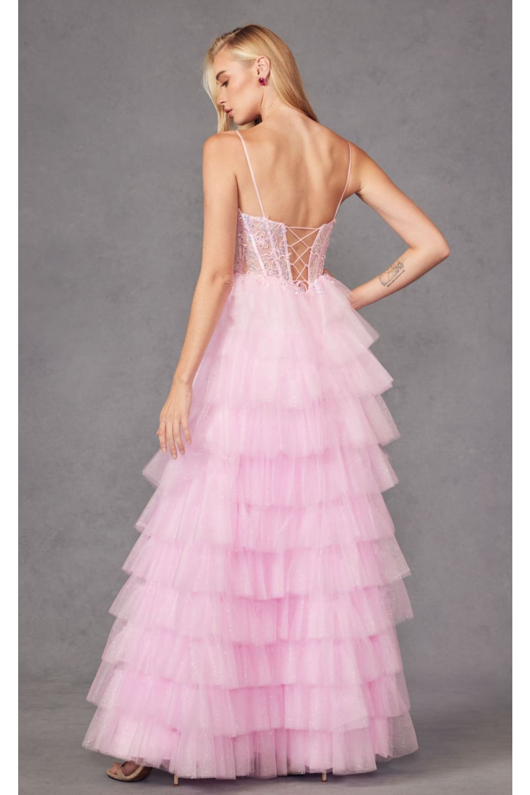 Tiered Ruffle Prom Gown by Juliet JT2458A - Dress