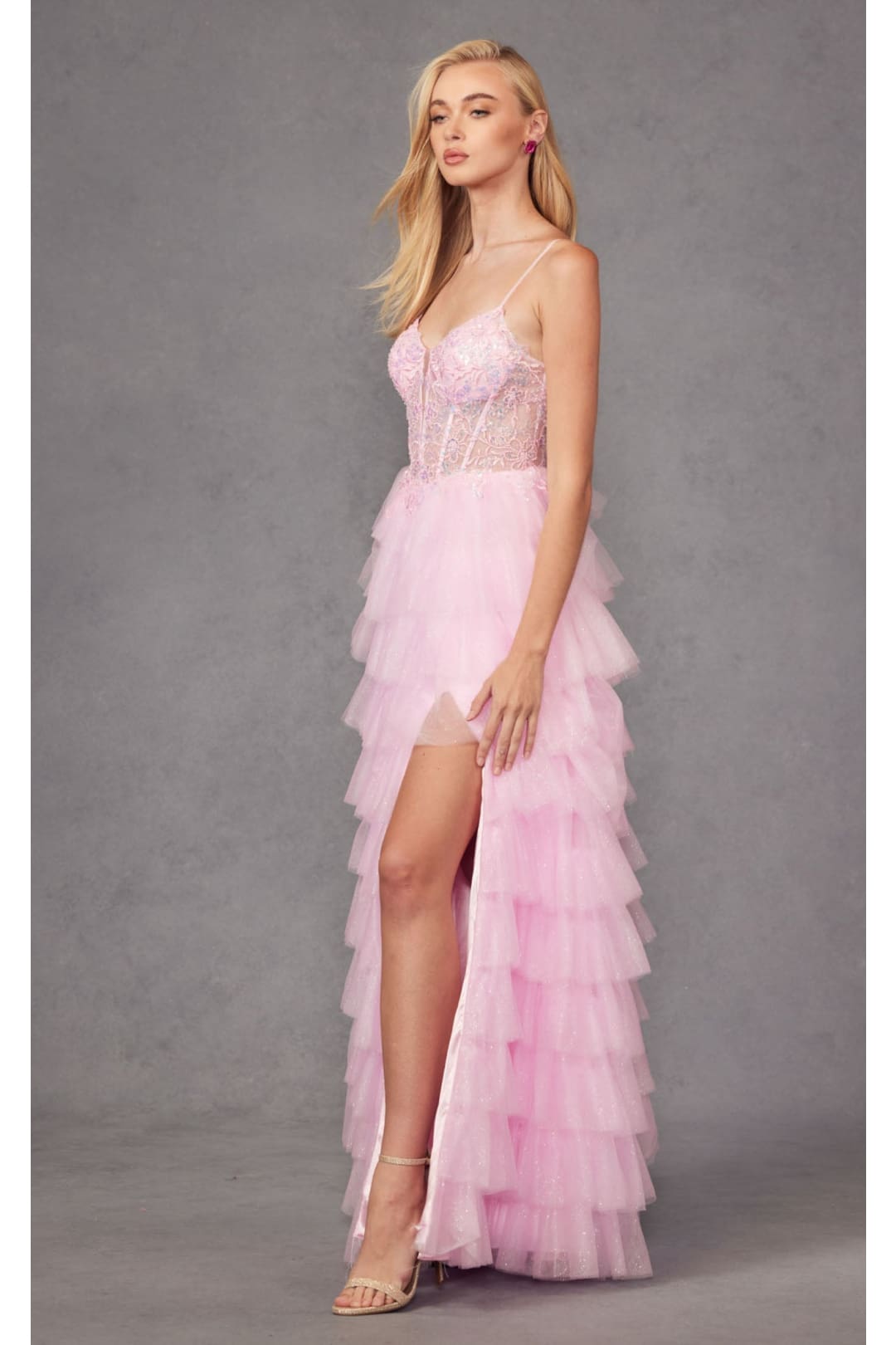 Tiered Ruffle Prom Gown by Juliet JT2458A - Dress