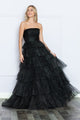 Poly USA 9386 Tiered Strapless Glitter A-line Gown