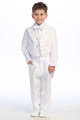Esmoquin infantil de 5 piezas "Oliver" con solapa de pico y frac blanco