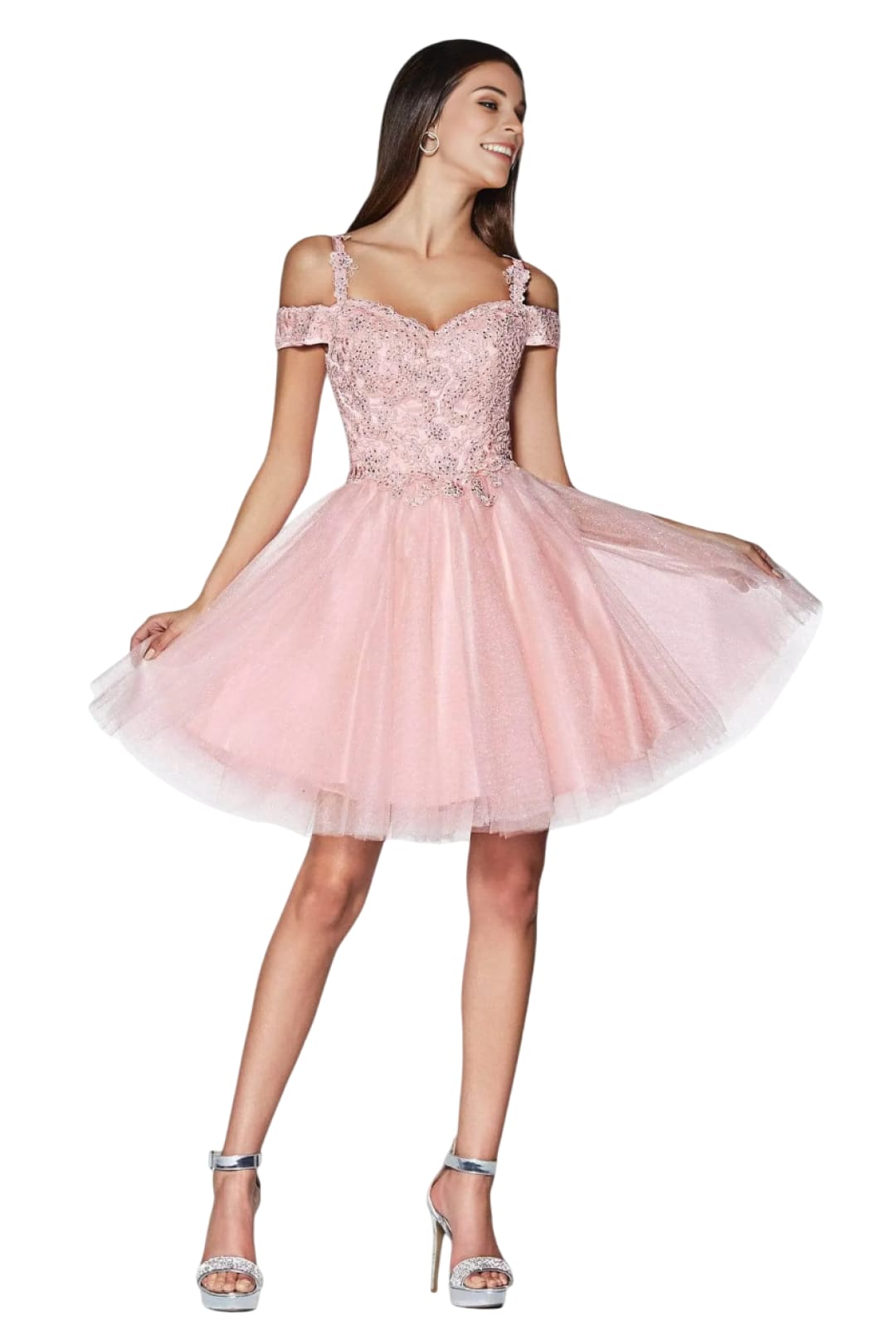 Tulle Dress 2025 Cold Shoulder Glitter Party Gown - Prom