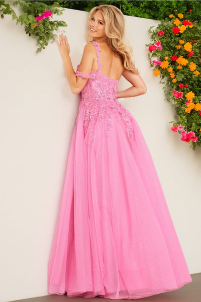 Tulle Off Shoulder A-line Slit Gown by Jovani 25826 - Long Formal Dresses