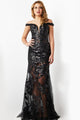 Tulle Off Shoulder Sheer Gown by Jovani 23834 - 00 / Black - Long Formal Dresses
