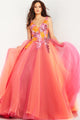 Tulle Sleeveless A-line Gown by Jovani 25800 - 00 / Orange/Multi - Long Formal Dresses